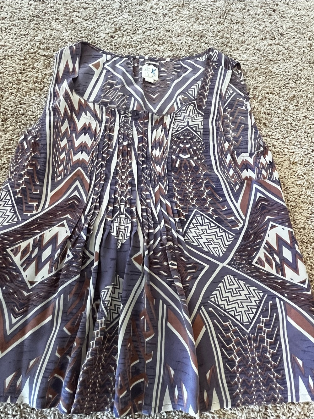 edmé & esyllte (Anthropologie brand) Silk Size 2 Lavender and Burgundy/Brown Top